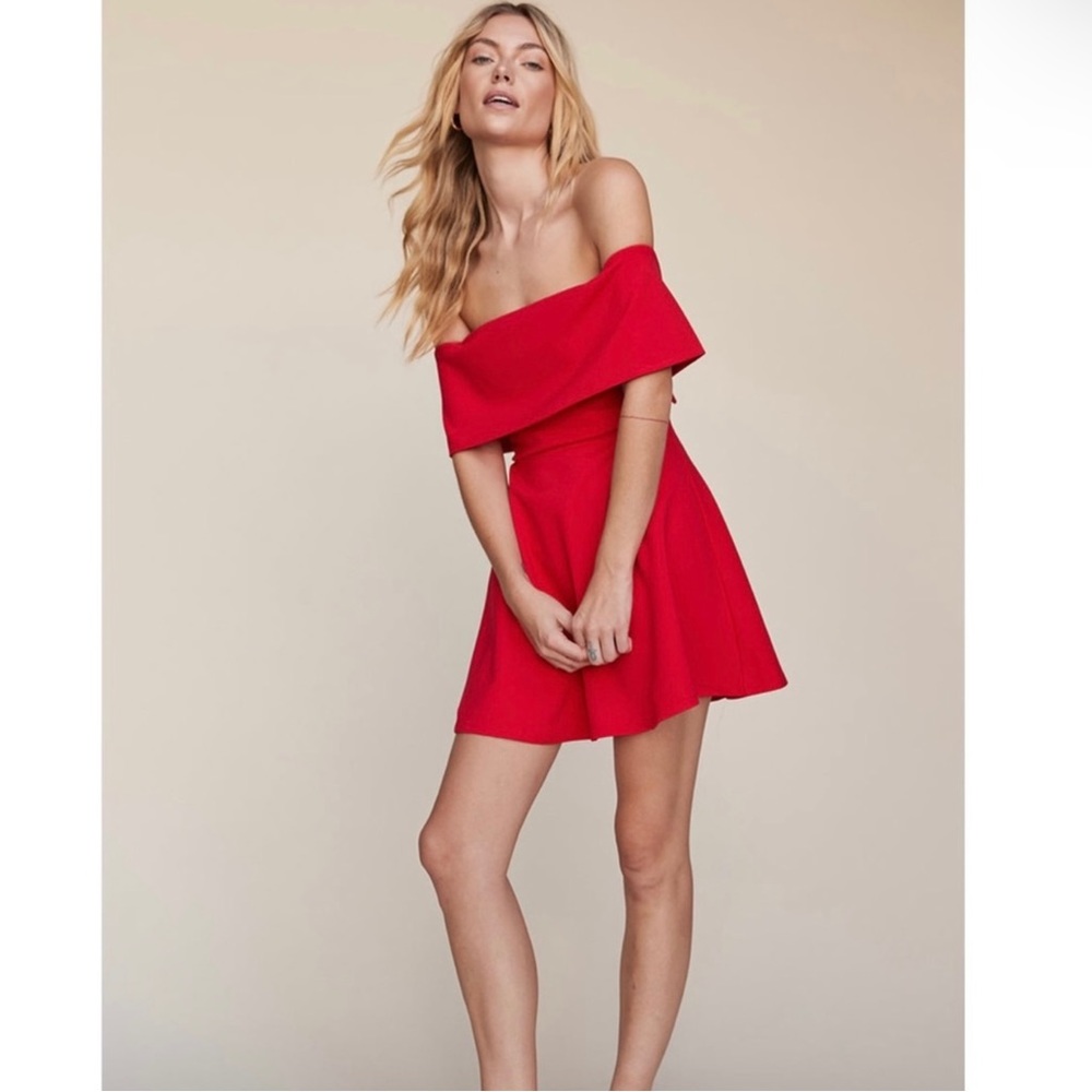 NEW LPA REVOLVE RED OFF-THE-SHOULDER MINI DRESS - Picture 8 of 9